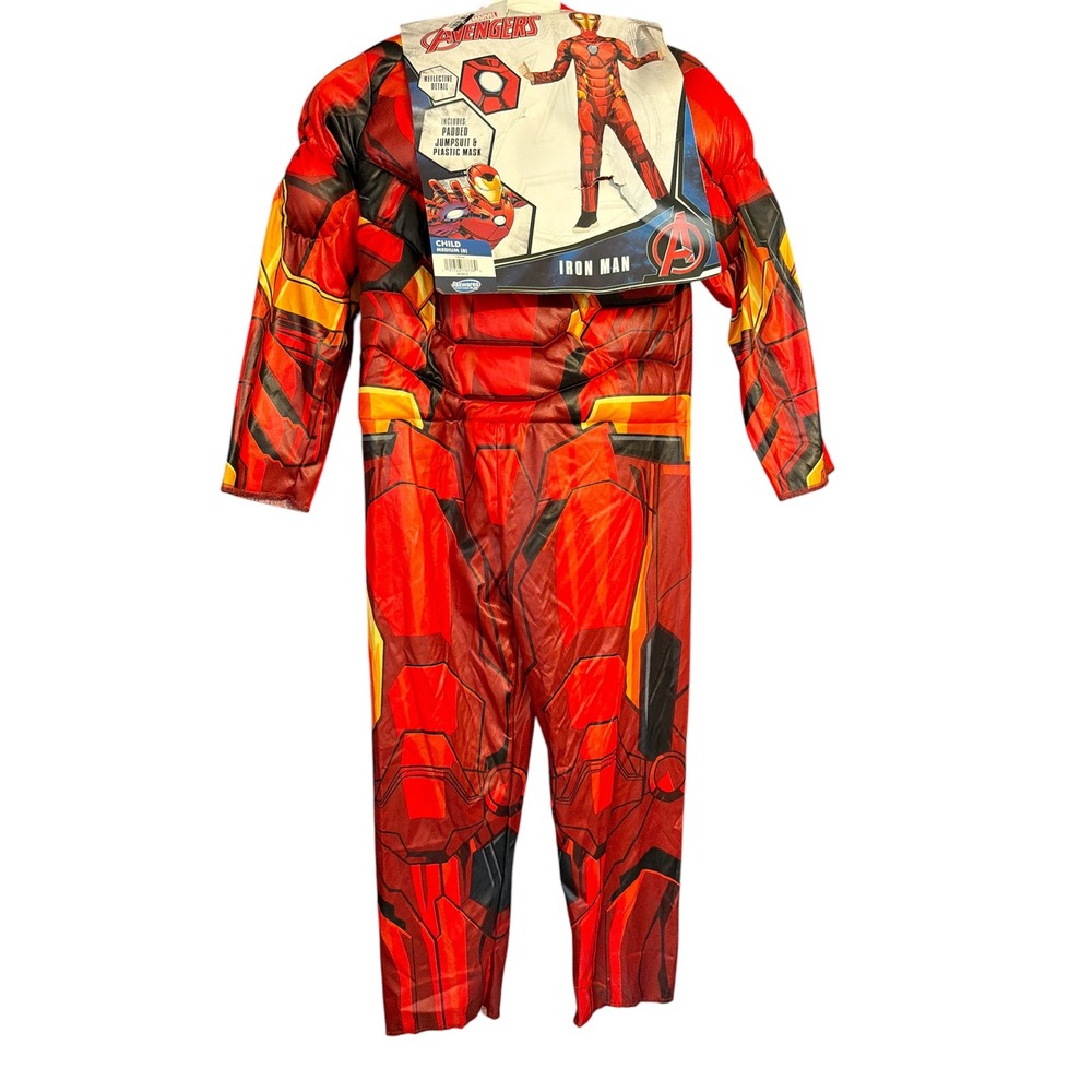 Marvel Avengers Iron Man Costume Child Size 8 Medium Padded Muscle Suit NWT